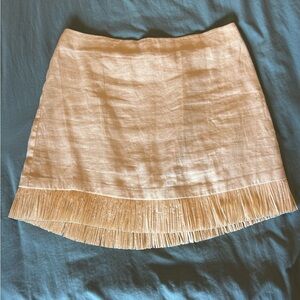 J.Crew Linen mini skirt with fringe